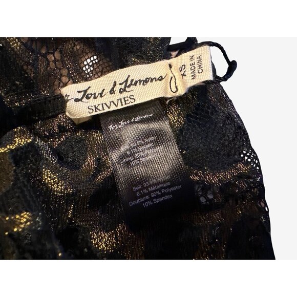 Lace & Metallic Esme Bralette Foil Lace For Love & Lemons Skivvies Black Gold - Picture 4 of 9